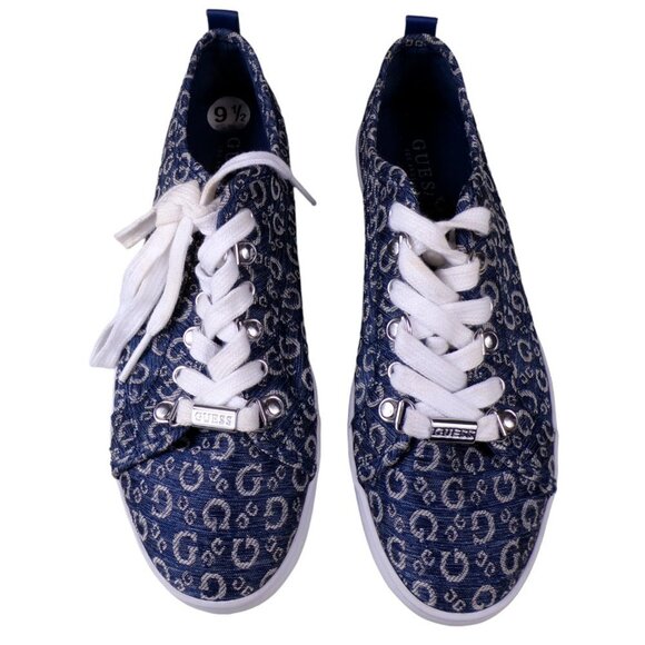Guess Los Angeles Blue Logo Pattern Low-Top Casual Shoe Sneaker 9.5 #452 - Picture 2 of 10